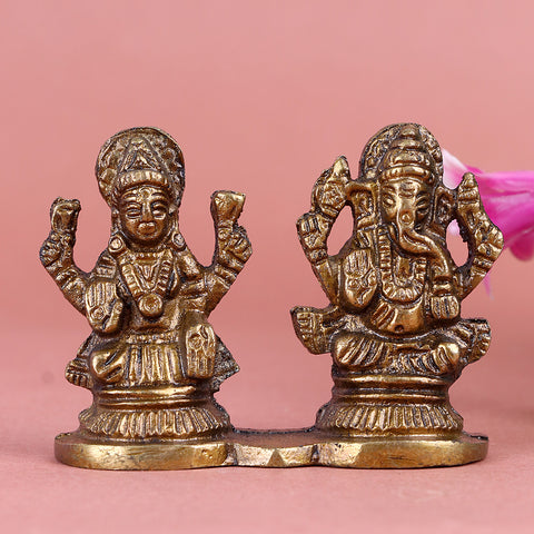 2 Inch Brass Laxmi Ganesh Idol β Compact Divine Statue for Home Temple, Diwali Puja, or Gifting Purposes. No.1 Brass Idol Store www.satvikstore.in