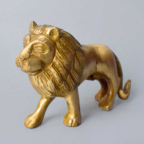 3 Inch Handcrafted Brass Lion Statue symbolizing strength and bravery, finely detailed with antique finish β perfect for home dΓ©cor, Vastu, and gifting No.1 Brass Idol Store www.satvikstore.in