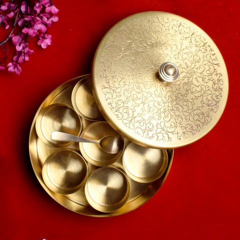 Brass Pooja Samagridaan with seven containers offers an efficient and sacred way to organize your puja items, ensuring all essentials are kept in place for a harmonious and complete ritual experience β Indiaβs Largest Pooja Accessories Brand β www.satvikstore.in