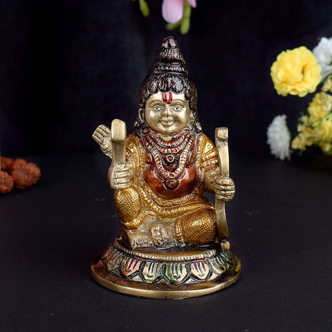 3.2 Inch Brass Ram Lalla Bal Roop Statue in vibrant colors, depicting the child form of Lord Ram β ideal for home mandir, Ram Navami worship, and devotional dΓ©cor. No.1 Brass Idol Store www.satvikstore.in
