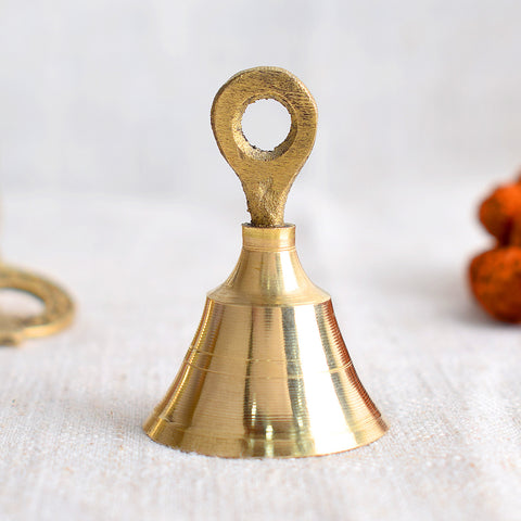 Brass Sacred Echoes Pooja Bell (Size-1) featuring a compact, traditional design ideal for daily spiritual rituals and temple use. Indiaβs Largest Pooja Accessories Brand β www.satvikstore.in