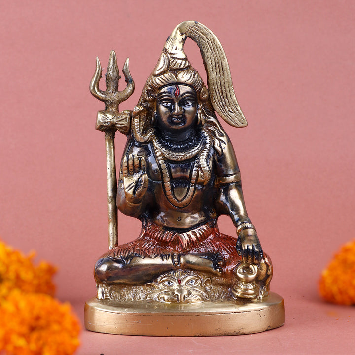 3 Inch Brass Shiv Idol with intricate detailing, representing Lord Shiva – perfect for pooja room, home temple, or as a spiritual gift for devotees. No.1 Brass Idol Store www.satvikstore.in
