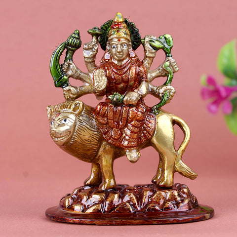 3.1 Inch Brass Sherawali Maa Idol with lion mount and intricate detailing, symbolizing power and protection β perfect for Navratri pooja, home temple, and spiritual dΓ©cor   No.1 Brass Idol Store www.satvikstore.in