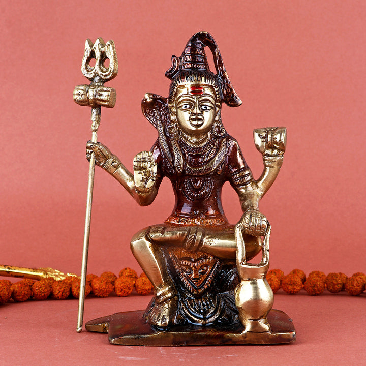 3 Inch Brass Shiv Ji/Bholenath Idol intricately handcrafted, symbolizing Lord Shiva’s divine presence and blessings—ideal for worship, home decor, and spiritual purposes. No.1 Brass Idol Store www.satvikstore.in