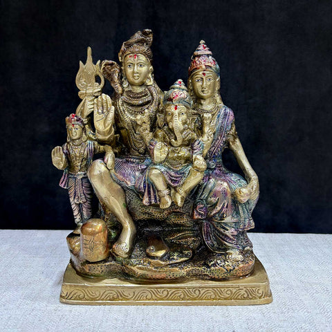 7.9 Inch Shiv Parivaar Brass Statue β Divine Family Idol for Puja Room & Spiritual Energy. No.1 Brass Idol Store www.satvikstore.in
