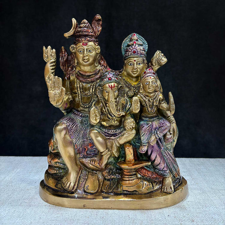 8 Inch Brass Shiv Parivaar Statue β Ideal for Sacred Decor, Puja Room, and Spiritual Gifting. No.1 Brass Idol Store www.satvikstore.in