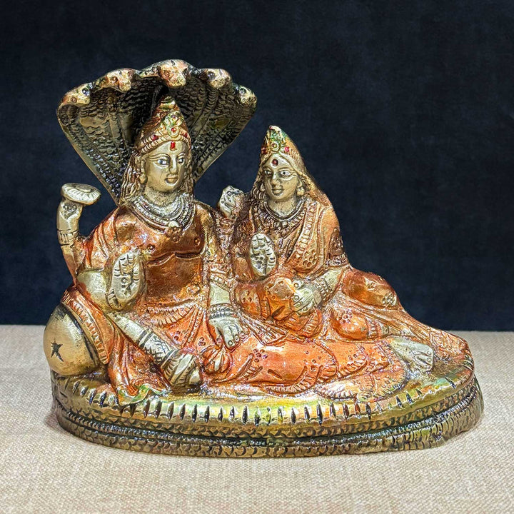 4.7 Inch Vishnu Ji Resting on Snake β Handcrafted Brass Statue Depicting Lord Vishnu on Sheshnag, Symbol of Protection, Balance, and Divine Energy for Home Temple Decor. No.1 Brass Idol Store www.satvikstore.in