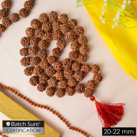 Certified 5 Mukhi Rudraksha Kantha Mala with 54 Beads Velvet Thread.Indiaβs Premium Jap Mala Store - www.satvikstore.in