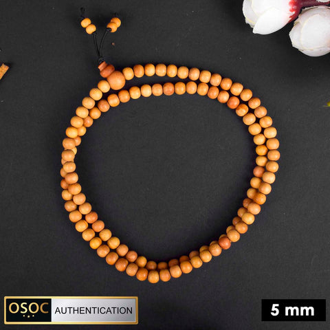 Certified 5mm 100% Original Mysore White Sandalwood Chandan Jap Mala. Indiaβs Largest Pooja Accessories Brand - www.satvikstore.in