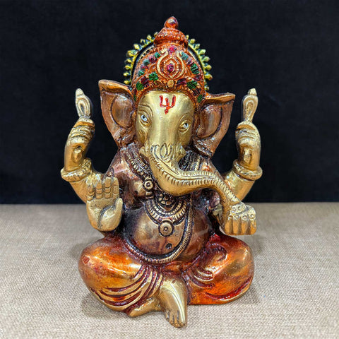 6.3 Inch Charming Brass Ganesha Idol β Finely Handcrafted Statue of Lord Ganesha, Representing Wisdom, Success, and Auspicious Beginnings for Home Temple and Spiritual Decor. No.1 Brass Idol Store www.satvikstore.in