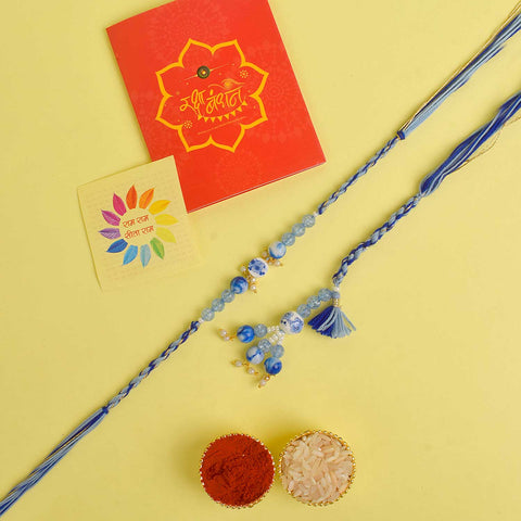 Designer Couple Rakhi Set for Bhaiya and Bhabhi with Roli Chawal and Ram Sita Stickers β Raksha Bandhan Gift Combo. Indiaβs Largest Brass Idols Brand - www.satvikstore.in