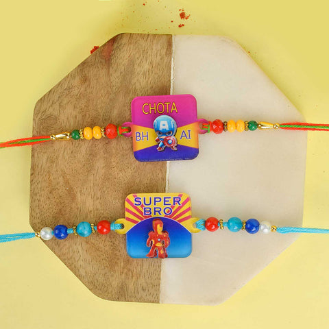 Set of 2 Cartoon-Themed Kids Rakhi with Roli Chawal and Ram Sita Stickers β Raksha Bandhan Gift Combo for Children. Indiaβs Largest Pooja Accessories Brand - www.satvikstore.in