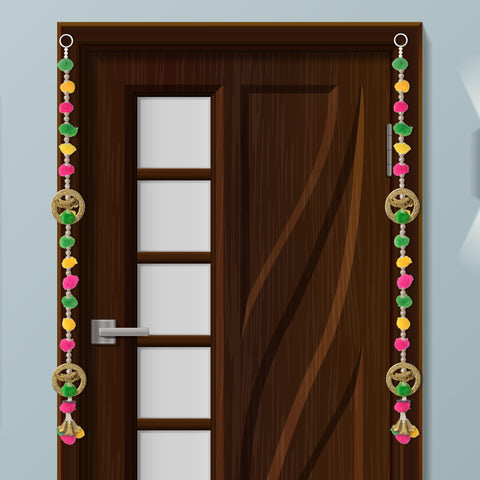 Colorful Parrot Design Wall Hanging with Pom-Poms for Traditional Festive Home DecorIndiaβs Largest Pooja Accessories Brand β www.satvikstore.in