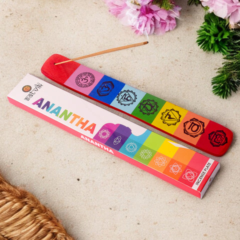 Colorful Seven Chakra incense holder plate designed for meditation, energy healing, and spiritual dΓ©cor.Indiaβs Largest Pooja Accessories Brand β www.satvikstore.in