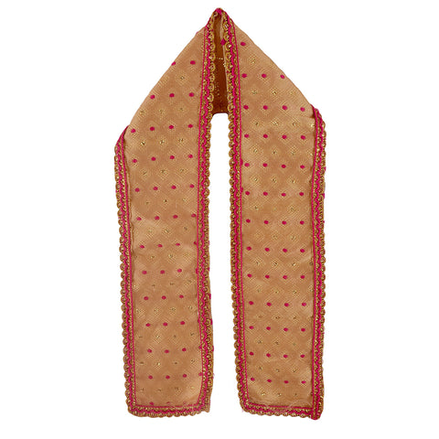 Cream and pink Patka or Angvastra, available in 22 inch sizes, crafted from soft, lightweight fabric, perfect for religious rituals, daily prayers, and traditional ceremonies. Indiaβs Largest Pooja Accessories Brand β www.satvikstore.in