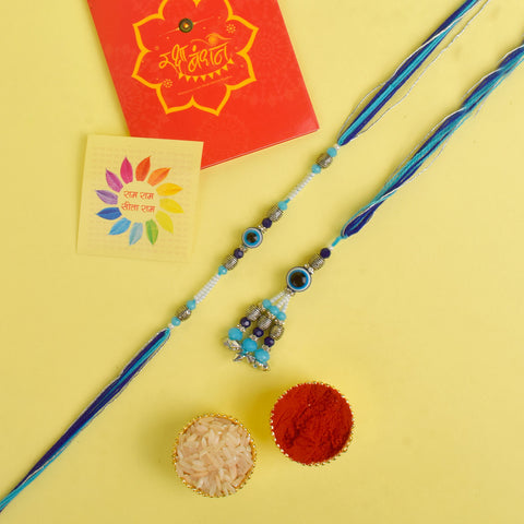 Designer Couple Rakhi Set for Bhaiya and Bhabhi with Roli Chawal and Ram Sita Stickers β Raksha Bandhan Gift Combo. Indiaβs Largest Brass Idols Brand - www.satvikstore.in