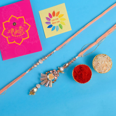 Designer Couple Rakhi Set for Bhaiya and Bhabhi with Roli Chawal and Ram Sita Stickers β Raksha Bandhan Gift Combo. Indiaβs Largest Brass Idols Brand - www.satvikstore.in