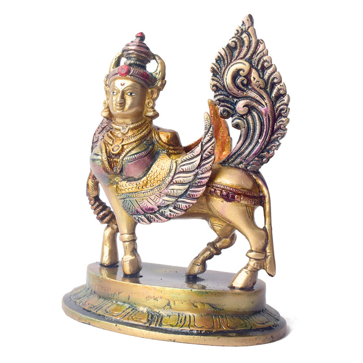 The "6.5 Inch Brass Kamdhenu Cow Statue" is a beautifully crafted representation of Kamdhenu, the sacred wish-fulfilling cow in Hindu mythology. Standing at 6.5 inches tall, this intricately designed statue is made from high-quality brass, showcasing exquisite detailing that highlights Kamdhenu's divine form, with a peaceful and nurturing presence.