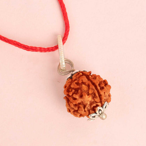Certified 4 Mukhi Rudraksha Pendant with metal cap for communication and wisdom. Indiaβs Premium Rudraksha Jap Mala Store- www.satvikstore.in