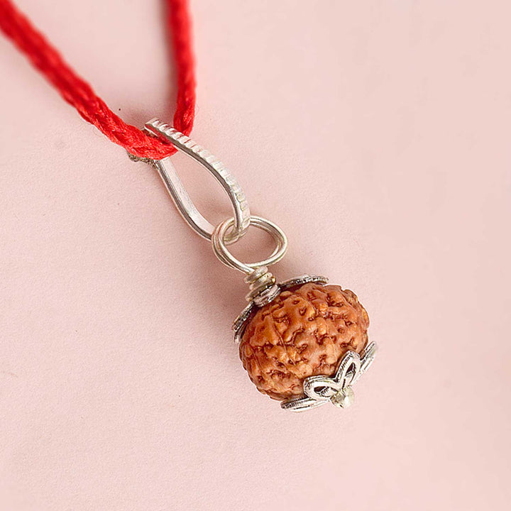 Certified 10 Mukhi Rudraksha Pendant with metal capping for peace and protection. India’s Premium Rudraksha Jap Mala Store- www.satvikstore.in
