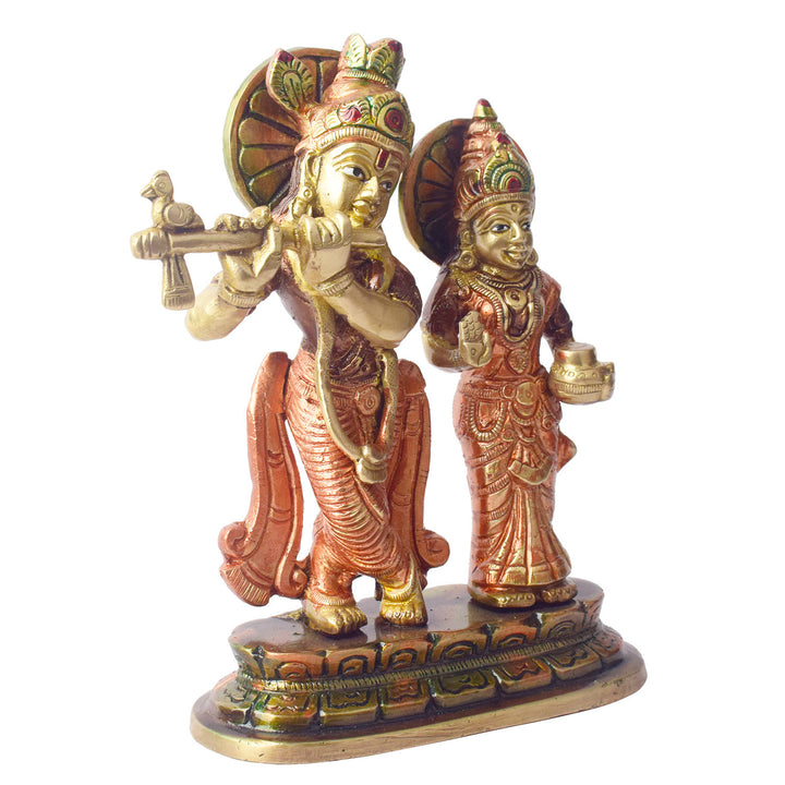 The 6.7 Inch The Divine Duo β Radha Krishna Idol of Sacred Love beautifully captures the eternal bond between Radha and Krishna, embodying the essence of divine love and spiritual connection. This intricately crafted idol depicts Radha and Krishna in a timeless and serene pose, with Krishna playing his flute and Radha standing gracefully by his side.
