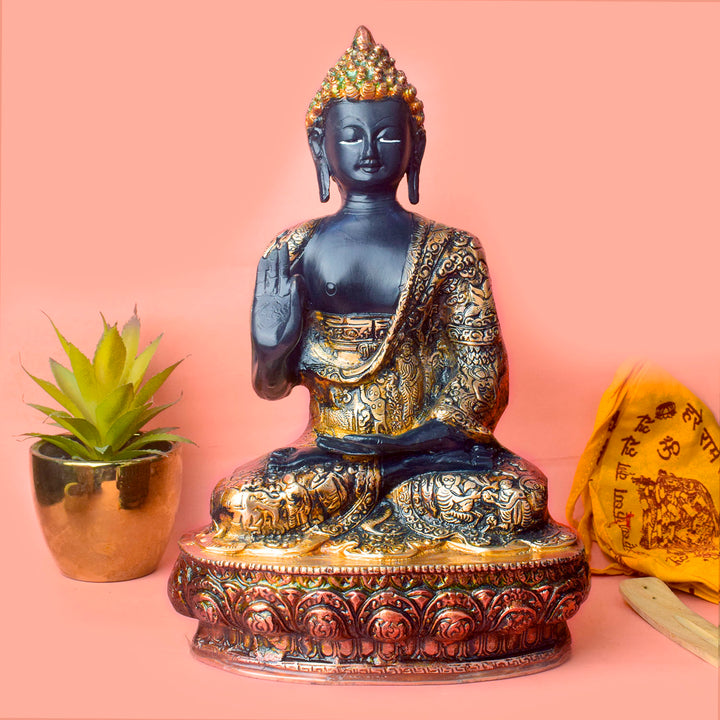 This 13-inch Buddha statue, crafted with exceptional detail, embodies tranquility and wisdom. In a peaceful sitting pose, it symbolizes deep meditation and spiritual calm.