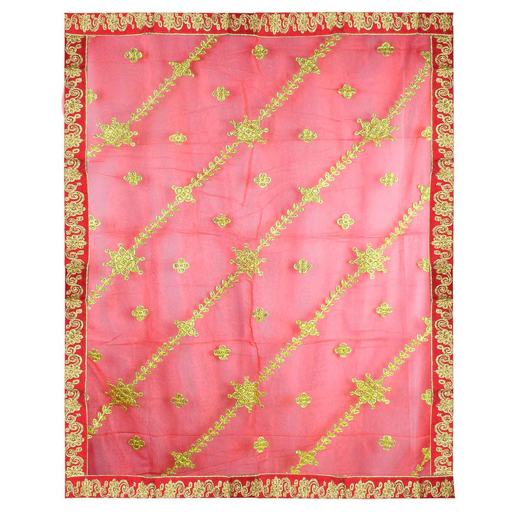Graceful Mata Ki Chunri adorned with intricate golden embroidery, ideal for Devi Puja, temple offerings, and religious ceremonies. Measuring 216 cm (85 inches) in length and 104 cm (41 inches) in height, this Chunri is crafted from high-quality fabric with elegant gold detailing. Perfect for Navratri, Durga Puja, and festive decorations.
Shop Premium Mata Ki Chunri, Designer Devi Chunri, and more at Satvik Store for authentic spiritual products