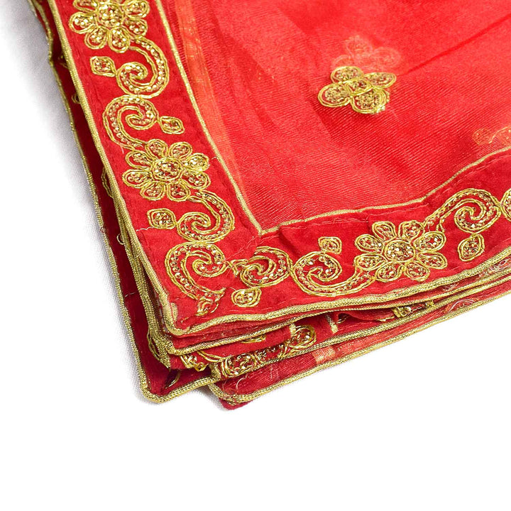 Graceful Mata Ki Chunri adorned with intricate golden embroidery, ideal for Devi Puja, temple offerings, and religious ceremonies. Measuring 216 cm (85 inches) in length and 104 cm (41 inches) in height, this Chunri is crafted from high-quality fabric with elegant gold detailing. Perfect for Navratri, Durga Puja, and festive decorations.
Shop Premium Mata Ki Chunri, Designer Devi Chunri, and more at Satvik Store for authentic spiritual products