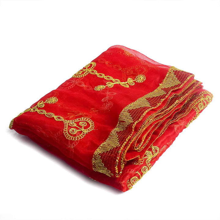 Traditional Mata Ki Chunri with intricate golden embroidery, ideal for Devi Puja, temple offerings, and festive occasions. Measuring 208 cm (82 inches) in length and 100 cm (39 inches) in height, this Chunri is crafted with rich golden patterns and a decorative border, making it a perfect offering for Navratri, Durga Puja, and religious ceremonies.
Explore Big Size Mata Ki Chunri, Devi Chunri for Puja, and more at Satvik Store for authentic spiritual products.