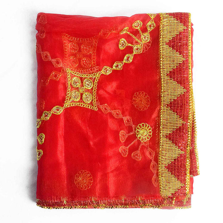 Elegant Mata Ki Chunri with beautiful golden embroidery, perfect for Devi Puja, temple offerings, and religious rituals. Measuring 218 cm (86 inches) in length and 104 cm (41 inches) in height, this Chunri is made from premium fabric with intricate gold detailing. Ideal for Navratri, Durga Puja, and festive decorations.
Shop Exclusive Mata Ki Chunri, Large Devi Chunri, and more at Satvik Store for authentic spiritual products.
