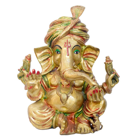Temple size brass Ganesha idol with glossy finish β 44 cm (17 inches) height, 41 cm (16 inches) length, and 18400 grams (18.4 kg) weight. This handcrafted temple size murti is made from high-quality brass, perfect for home temples, puja, and gifting. Buy premium temple size statues from India's Large Puja Accessories Brand - Satvik India's No. 1  Brass  Collection