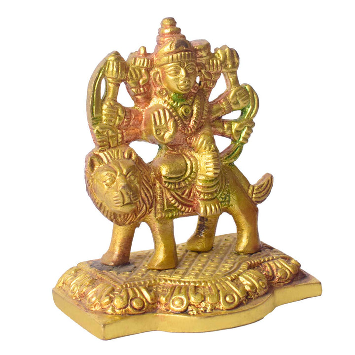 2.8-Inch Colored Brass Sherawali Mata Idol – Divine Blessings for Home & Car