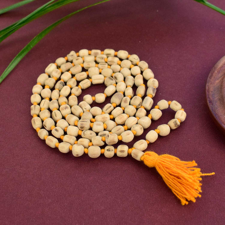 100% Original Tulsi Jap Mala with large 11-12mm natural Tulsi beads, ideal for mantra chanting, meditation, and spiritual practices. India’s Premium Jap Mala Store- www.satvikstore.in