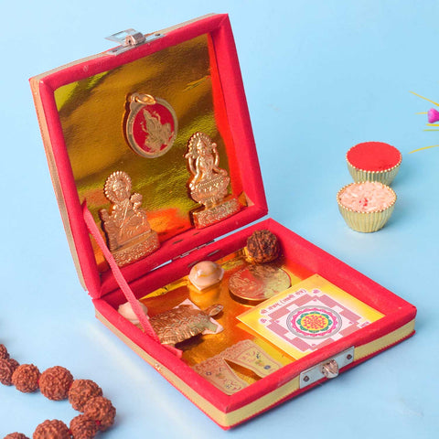 Beautifully crafted Shri Dhan Laxmi Kuber Dhan Varsha Yantra in premium brass, symbolizing wealth, prosperity, and divine blessings, ideal for home, office, or temple placement. Indiaβs Largest Pooja Accessories Brand - www.satvikstore.in