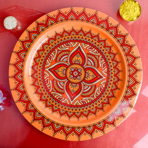 Decorative Puja Thali with Intricate Mandala Design for Traditional Rituals and Aarti Ceremonies Indiaβs Largest Pooja Accessories Brand β www.satvikstore.in