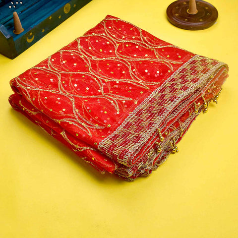 Traditional 40x80 inch Decorative Red Mata Chunri with rich fabric and subtle embellishments for Mata idol decoration β Indiaβs Largest Pooja Accessories Brand β www.Satvikstore.in