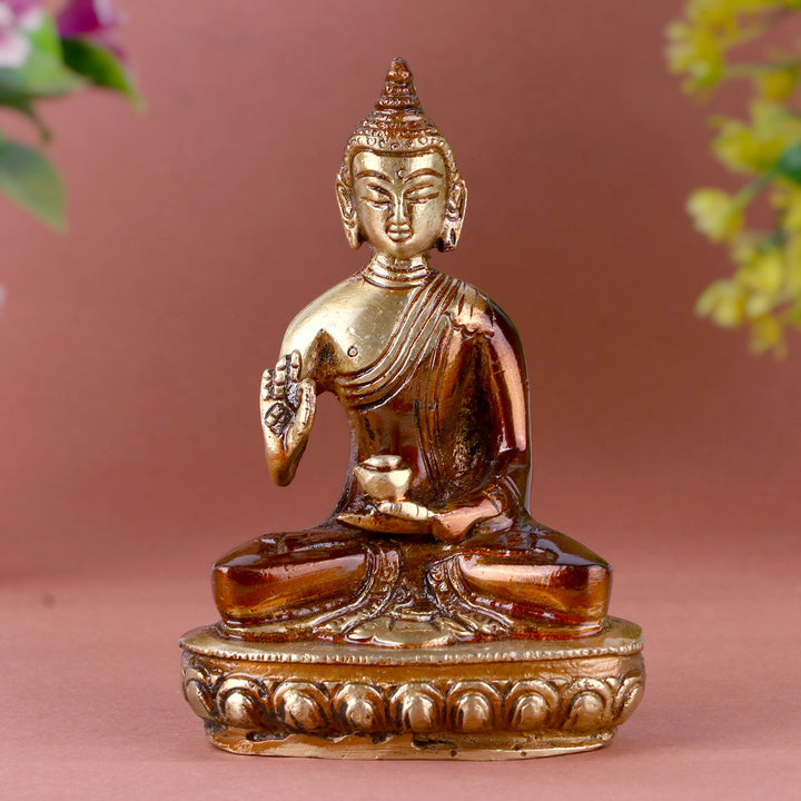 2.3 Inch delicate brass Buddha idol, symbolizing peace and mindfulness, ideal for home dΓ©cor, meditation spaces, or spiritual gifting. No.1 Brass Idol Store www.satvikstore.in