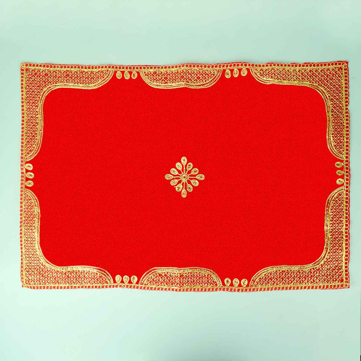 Designer Border Velvet Aasan 16x24 Inch Pack of 4 with Golden Lace Border. Indiaβs Largest Pooja Accessories Brand - www.satvikstore.in