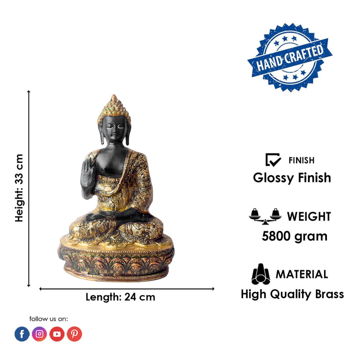This 13-inch Buddha statue, crafted with exceptional detail, embodies tranquility and wisdom. In a peaceful sitting pose, it symbolizes deep meditation and spiritual calm.