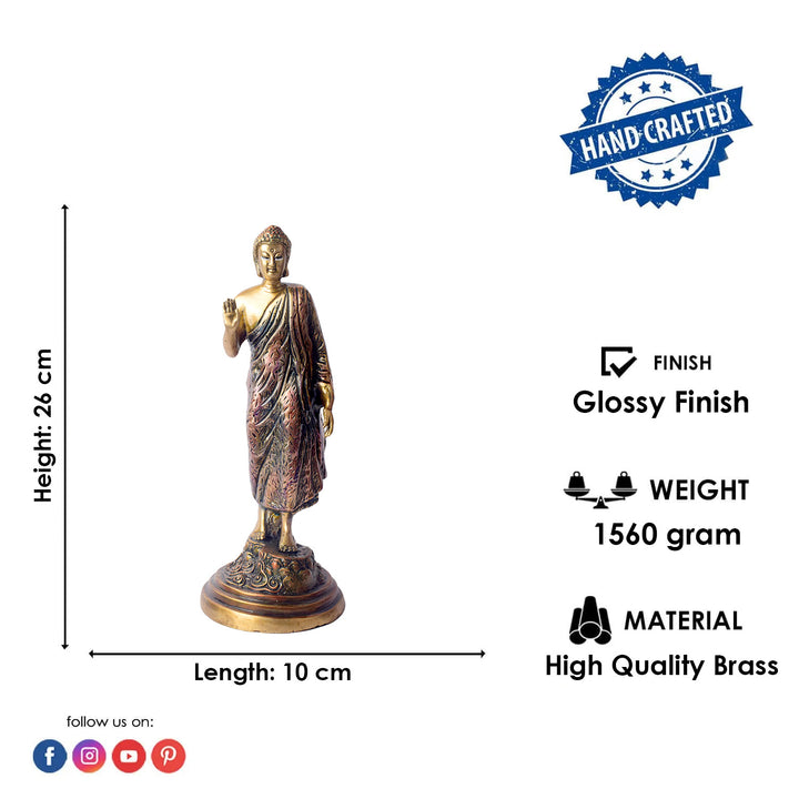 This 10-inch Buddha statue in a standing pose radiates grace and spiritual power. Carefully crafted with fine details, it embodies strength, peace, and enlightenment. The standing pose represents the Buddha’s readiness to guide those on their spiritual journey.