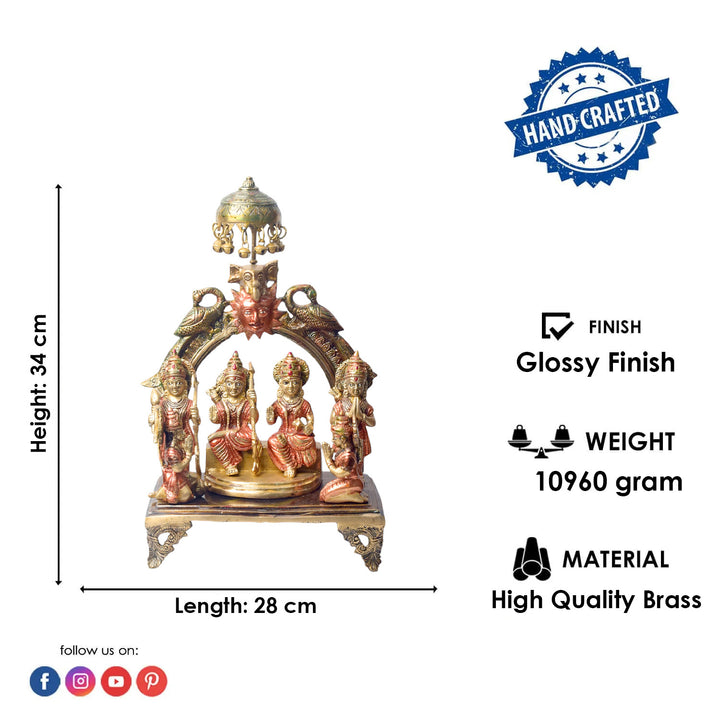 Large Brass Idol of 13.5 Inch Brass Ram Panchyat Idol. Enhance your spiritual space with this beautifully crafted 13.5-inch Brass Ram Panchayat Idol. Featuring the revered figures of Lord Ram, Sita, Lakshman, and Hanuman, this idol beautifully represents the harmony, strength, and devotion of the Ramayan.