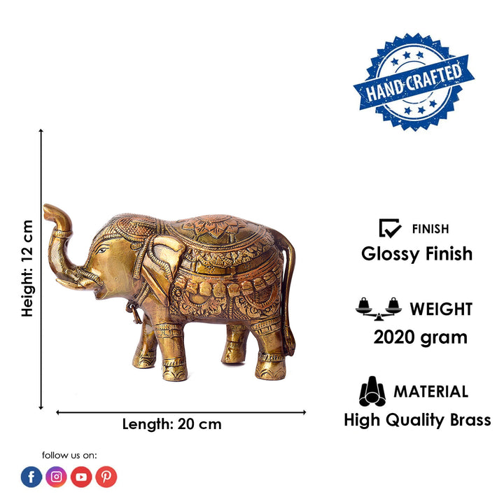 Large Brass Idol of Elephant Statue with Upward Trunk β A Symbol of Prosperity, Good Luck & Vastu Positivity for Home & Office Decor