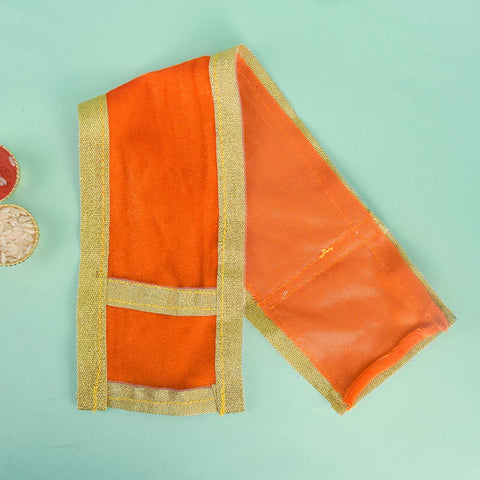 Divine orange Angvastra Patka Dupatta available in 15 and 22-inch sizes, perfect for religious rituals, temple ceremonies, and spiritual wear. Indiaβs Largest Pooja Accessories Brand β www.satvikstore.in