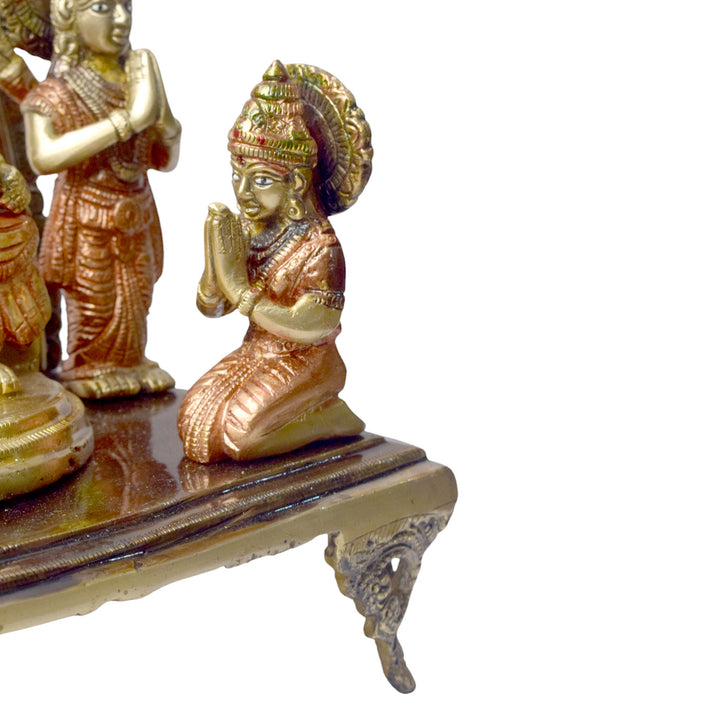 Large Brass Idol of 13.5 Inch Brass Ram Panchyat Idol. Enhance your spiritual space with this beautifully crafted 13.5-inch Brass Ram Panchayat Idol. Featuring the revered figures of Lord Ram, Sita, Lakshman, and Hanuman, this idol beautifully represents the harmony, strength, and devotion of the Ramayan.