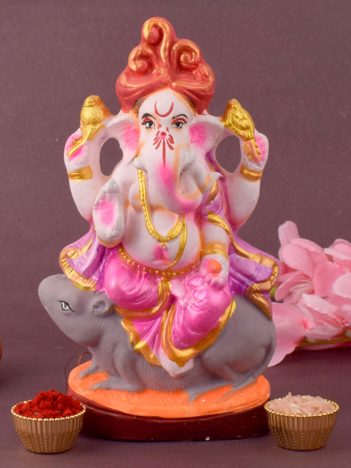 7.3 Inch Eco-Friendly Siddhi Vinayak Ganpati idol made from Shadu Mati, seated gracefully with detailed craftsmanship and natural colors. India’s Largest Pooja Accessories Brand – www.satvikstore.in