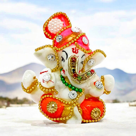 Elegant Ganesh Idol with intricate details, symbolizing prosperity and wisdom, ideal for home or office decor.Indiaβs Largest Pooja Accessories Brand β www.satvikstore.in