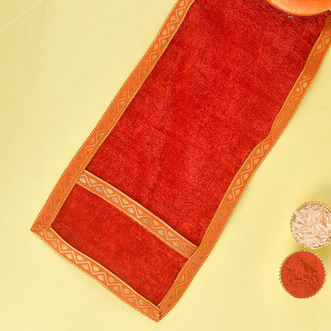 Elegant Red Angvastra/Patka/Duppata β 32-inch traditional devotional cloth for puja, temple wear, or spiritual ceremonies, made from soft fabric with a rich red hue and classic design.Indiaβs Largest Pooja Accessories Brand β www.satvikstore.in
