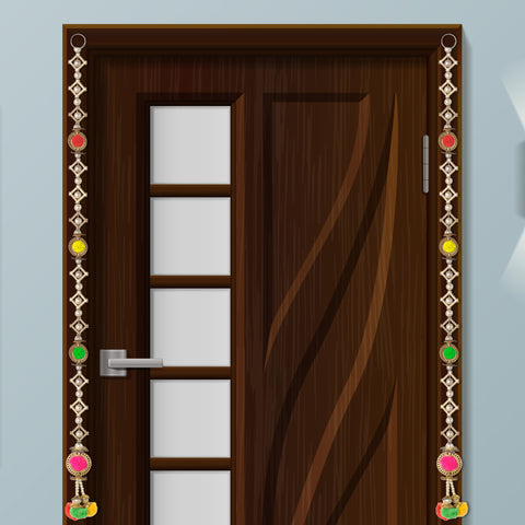 Elegant Wall Hanging with Pearls and Colorful Pom Pom Tassels for Festive Home Decor. Indiaβs Largest Pooja Accessories Brand β www.satvikstore.in