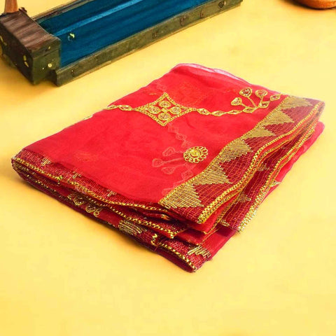 Exquisitely detailed 86x41 inch Exclusive Mata Ki Chunari made from premium fabric for Mata idol decoration β Indiaβs Largest Pooja Accessories Brand β www.Satvikstore.in