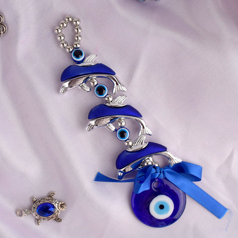 Feng Shui Evil Eye Wall Hanging with Silver Plated Fish β a decorative piece for good luck, prosperity, and protection. Indiaβs Largest Pooja Accessories Brand β www.satvikstore.in